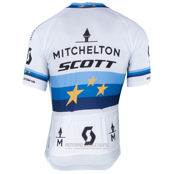 2018 Fahrradbekleidung Mitchelton Scott Champion Europa Trikot Kurzarm und Tragerhose